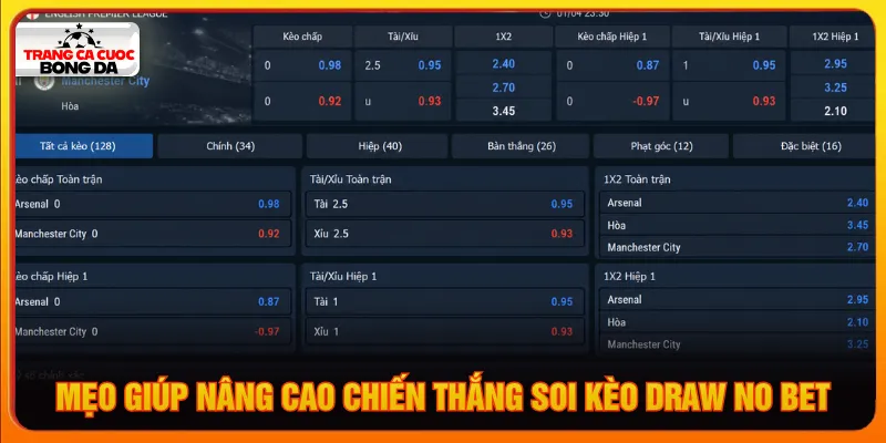 Tận dụng mẹo soi kèo Draw No Bet giúp tăng tỷ lệ thắng